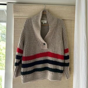 THE GREAT  Striped V-Neck Sweater